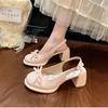 Fashion Summer Cover Toe Butterfly-knot Women Sandals Fashion Thick Heel Singbacks Shoes Ladies Outdoor Gladiator Sandalias