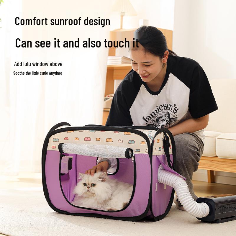 Folding Pet Dryer Box for Cats & Dogs - Integrated Blow-Dry System