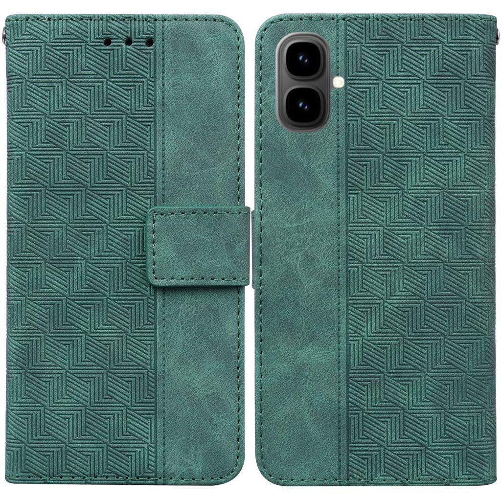 For Infinix Smart 10 Case Geometry Pattern Leather Wallet Phone Cover with Wrist Strap