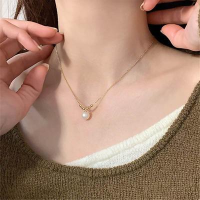Koreansk enkelt perlekjede for kvinner klassisk enkel mote nye smykker engros