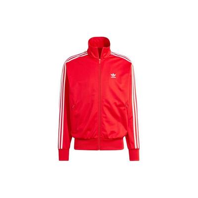 Originals Drei-Streifen Logo Print Reißverschluss Langarmjacke Herrenjacke Karmesinrot IJ7060
