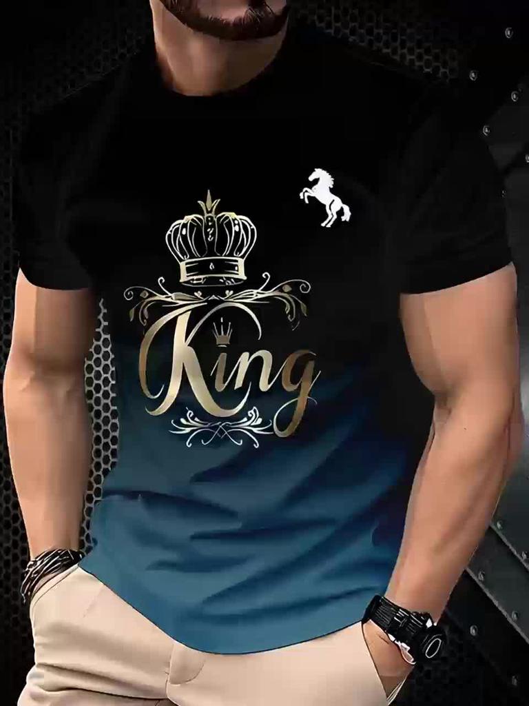 Personalized Men's Fashion 3D Printed T-shirt Street Style Urban Trend Short Sleeved Clothing Summer Comfortable Casual Loose Round Neck Pullover
