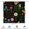 Colorful Shower Curtain With Floral Patterns Decorative Bathroom Accessories For Home Decoration Black Background With Flowers