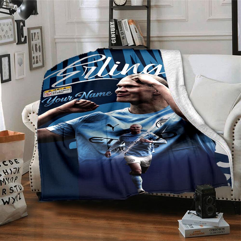 Haaland (31) Personalized Text Blanket Lightweight Customizable Blanket Soft & Cozy Great for Home Decor Office Couch Sofa Ideal for All Seasons