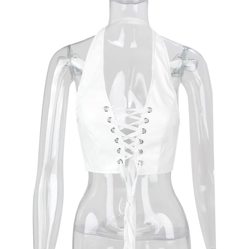 Women's Summer Hanging Neck Sexy Backless Tie Short Top