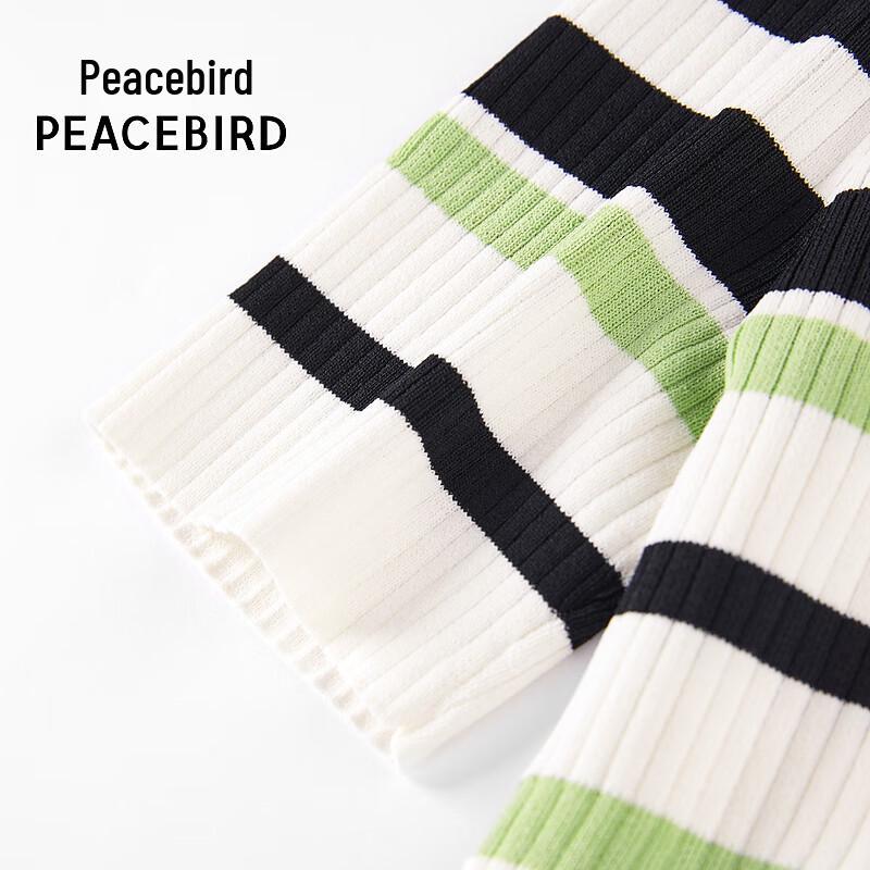 PEACEBIRD Women's Striped V-Neck Short Sleeve Knit Top