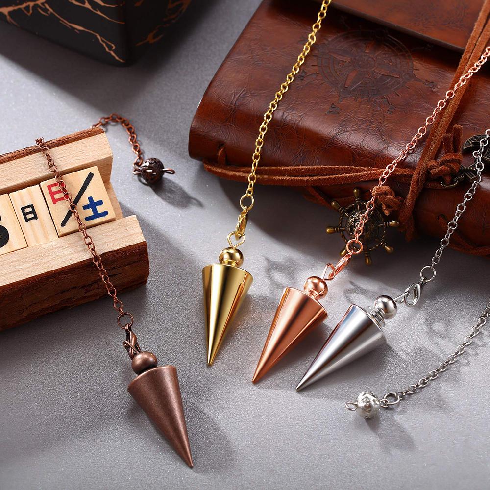 Metal Pendulum For Dowsing Divination Pendulos Spiral Cone Gold Color Copper Radiesthesia Pendulums Healing Pendule