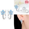 Earring S925 Silver Blue Zircon Flower Earrings Purple Zircon Women's Delicate Jewelry Anniversary Fine Gift
