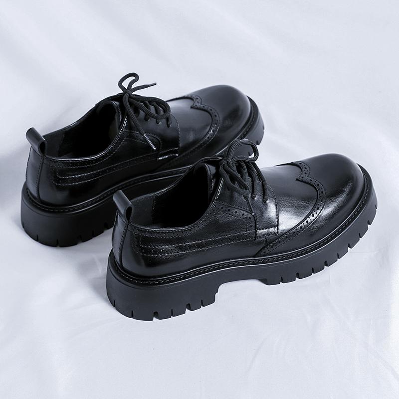 Moda Moda Męskie Casualowe Skórzane Buty Brytyjskie Biznesowe Buty Klasyczne Męskie Sznurowane Oksfordy Eleganckie Obuwie Brogowe Trampki