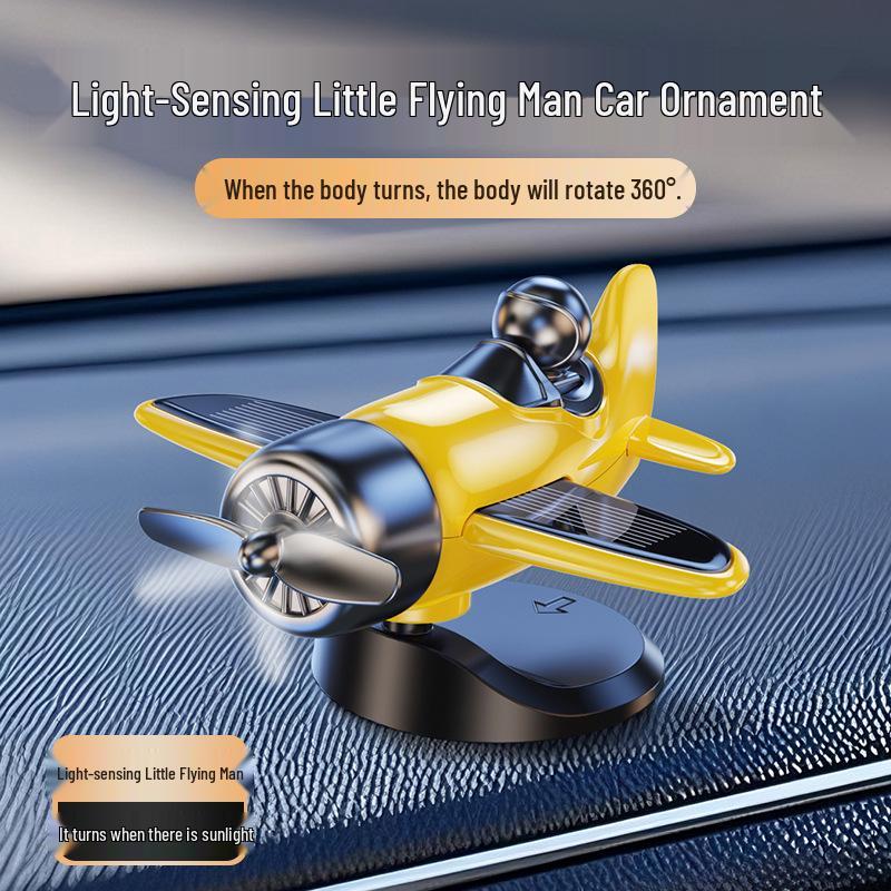 Solar-Powered Rotating Car Ornament: Soaring Little Flying Man