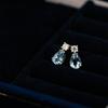 S925 Sterling Silver Plated 14K Gold Water Droplet Blue Zircon Earrings Light Luxury Trendy Fashionable Earrings for Women