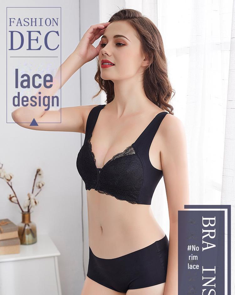 Large Size Front Buckle Lace Seamless Bra - U-Shaped Nursing Comfort Bra Without Steel Ring