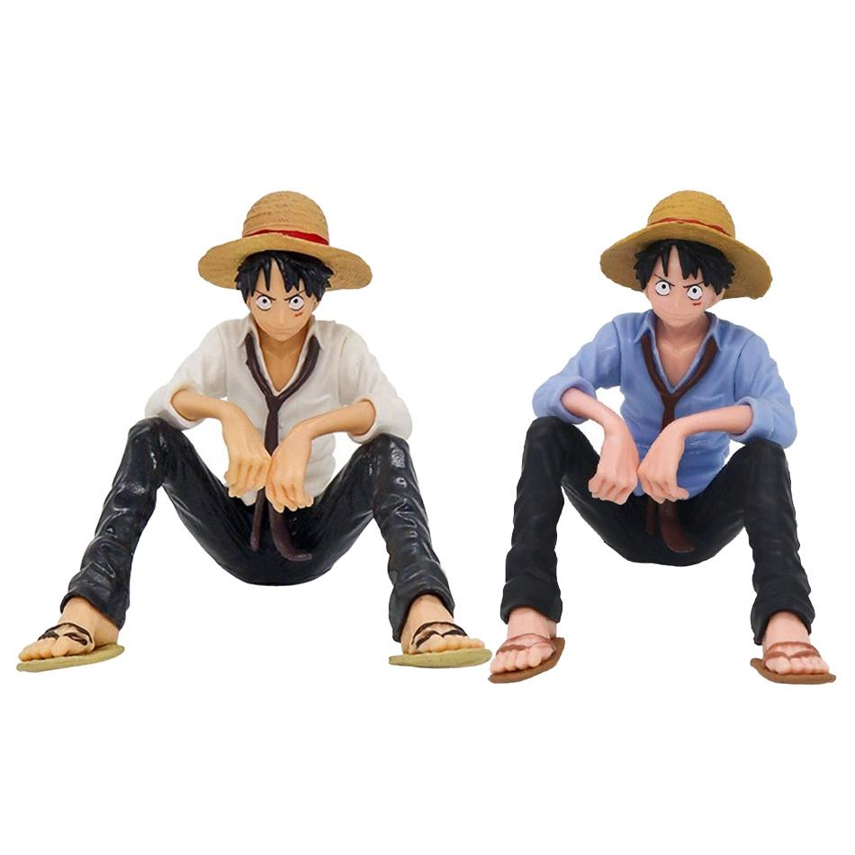 One Piece Anime Figure Luffy Sitting Position Action Model Collection Figurine Doll Toy For Birthday Christmas Gift PVC Poseable Articulated Scale