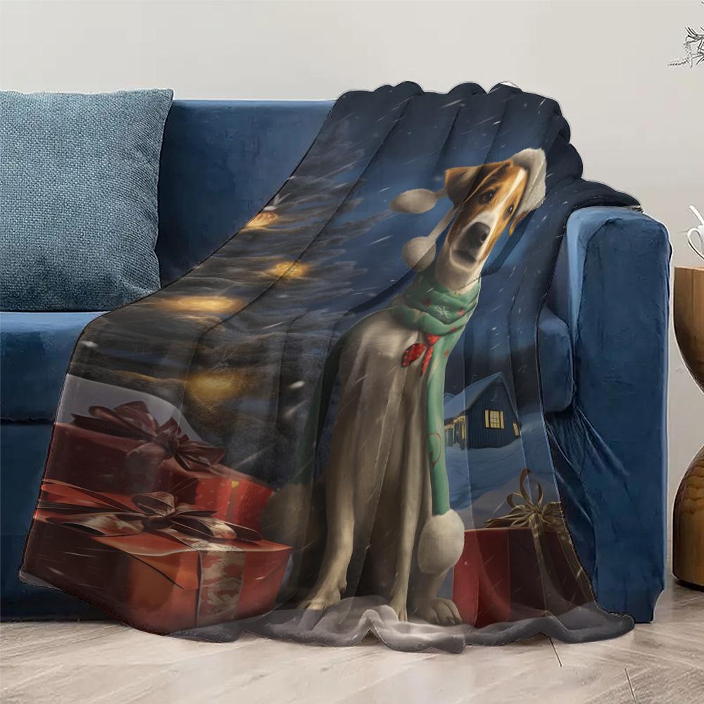 Tuniu Cute Dog Winter Fleece Blanket Sofa Bed Throw for Kids Teens Adults Gift