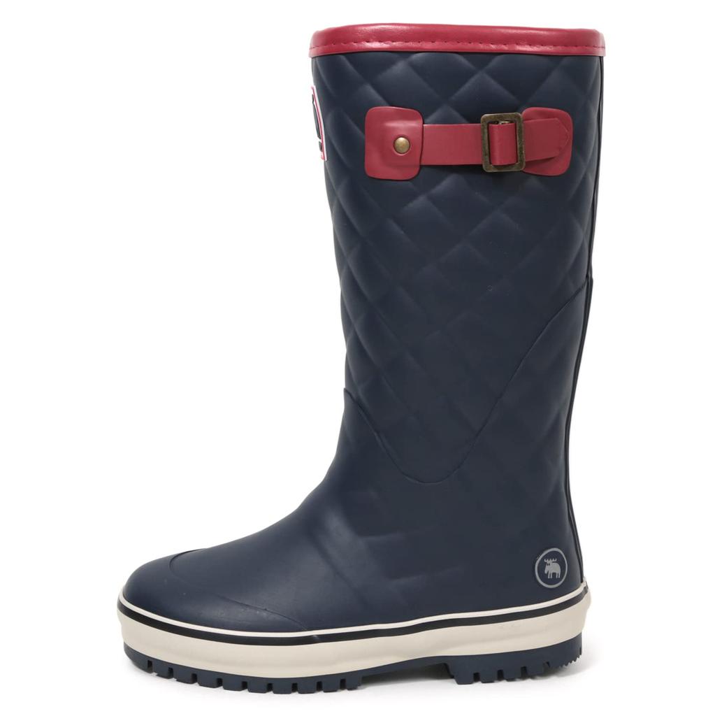 Mozu Quilted Embossed Rain Boots with Urethane Cushion Size Small Women's Lining, Navy,