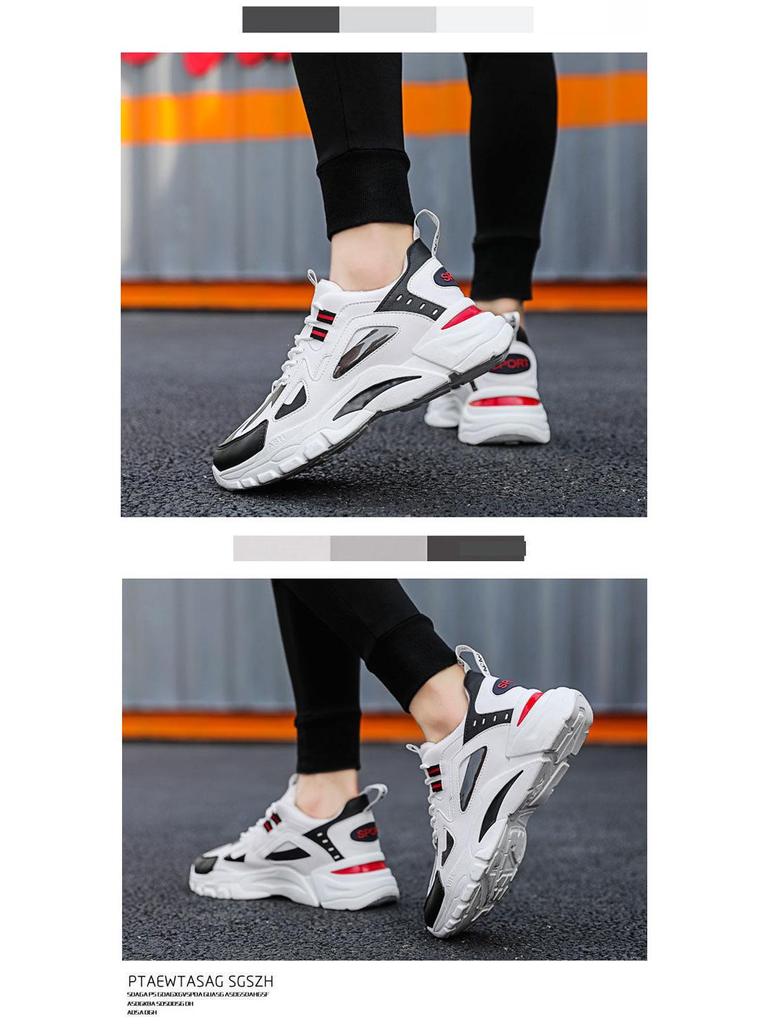 Męskie oddychające buty do biegania Flyknit - Modne sneakersy siateczkowe w koreańskim stylu dla taty z podwyższeniem na lato.