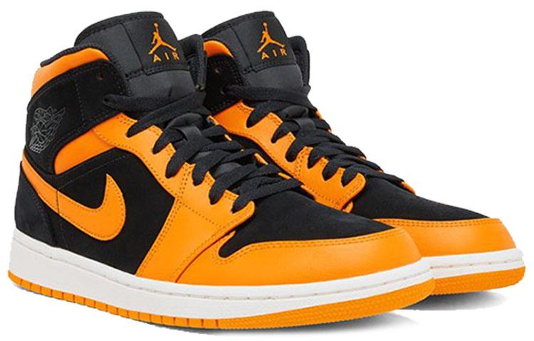 Jordan 1 Mid Black Orange Peel 554724-081