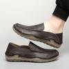 2025 Brand Men's Top Layer Cowhide Comfortable Lazy Bean Shoes Spring New Men's Breathable Round Toe Soft Soled Loafers