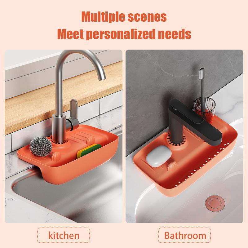 Faucet Splash Proof Drain Rack Sink Drainage Mat Rubber Anti Slip Countertop Pad Kitchen Cloth Sponge Wipe Drain Storage Rack