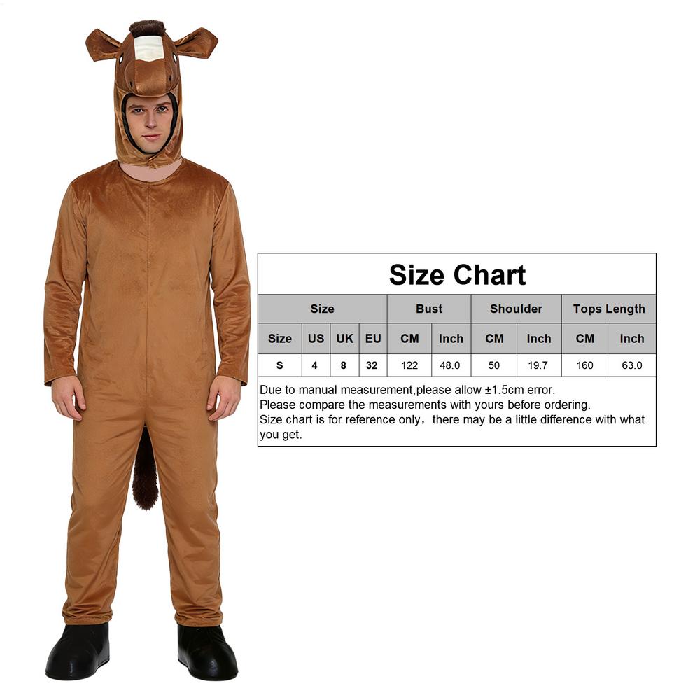 

Cosplay Costume Horse Shape Soft Washable Clothing Horse Onesie Adult for Carnival Halloween Masquerade Dance Party Cosplay коричневий
