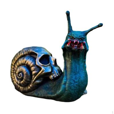 Animal Figurine Halloween Snails Statue Decorative Sculpture,Resin Ornament for Courtyard Dollhouse