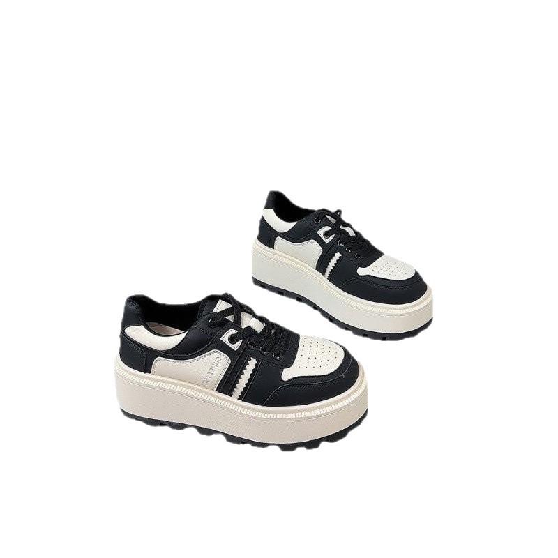 Retro Muffin Platform Shoes Women's 2025 Korean Version of the New Versatile Color Matching Height Increase Small Casual Sports Shoes