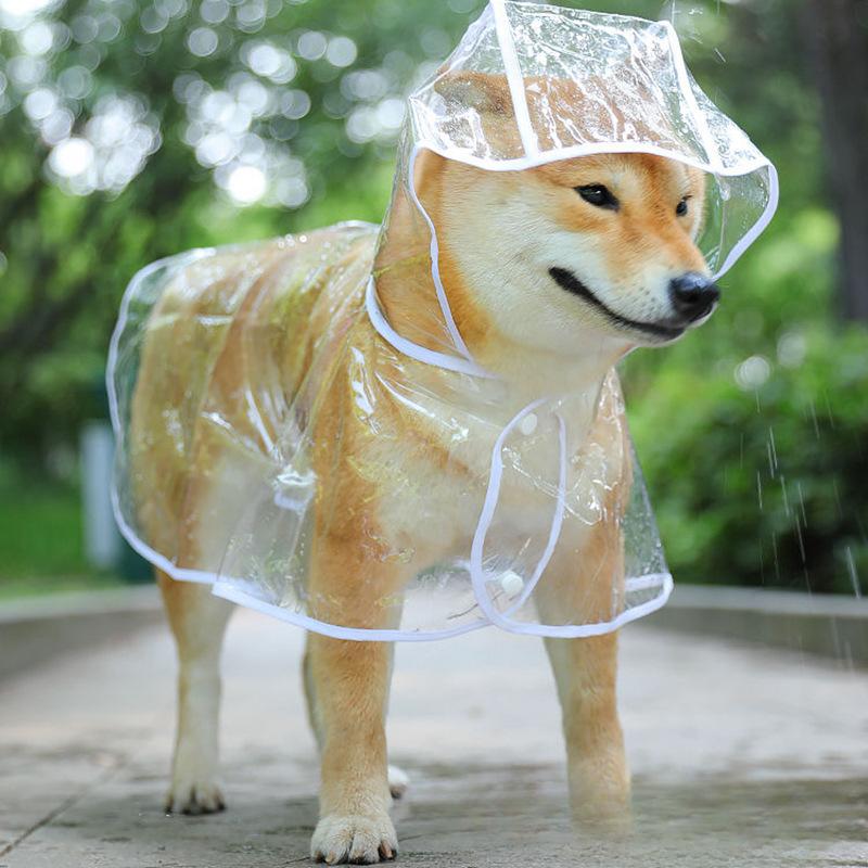 

Dog Raincoat Pet Raincoat Four-legged Puppy Poncho Clothes Corgi Small Dog Shiba Inu Medium Dog Special Transparent S прозорий