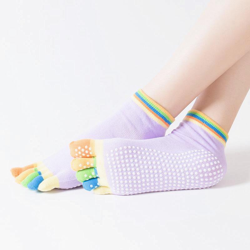 Finger Yoga Socks Non-slip Pilates Barre Grip Socks Toe Cotton Dance Sport Exercise