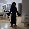 Kids' Luminous Red-Eyed Grim Reaper Halloween Costume Set with Scythe