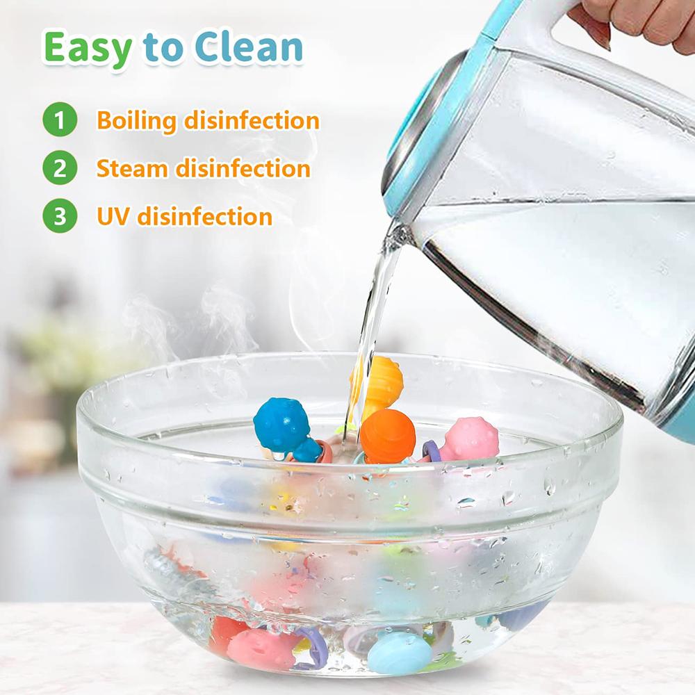 Baby Toys 0 12 Months Silicone Sensory Teether Rotating Rattle Ball Toys Grasping Activity Baby Development Toy Baby Shower Gift