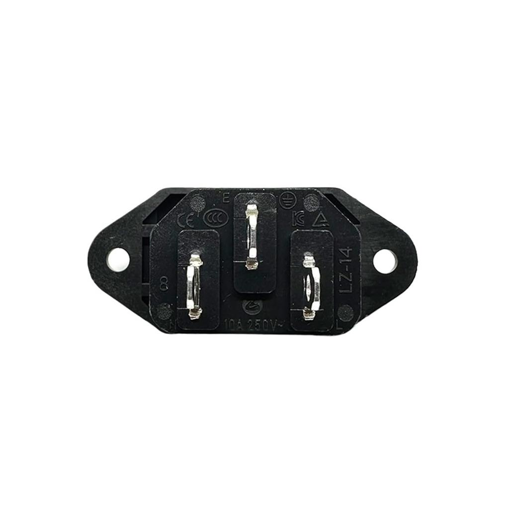 1PC LZ-14-1 10A 250V 3 Pins Chassis Panel Mounted IEC320 C14 Inlet Plug Connector AC Electrical Power Socket with 2 Sets Screws