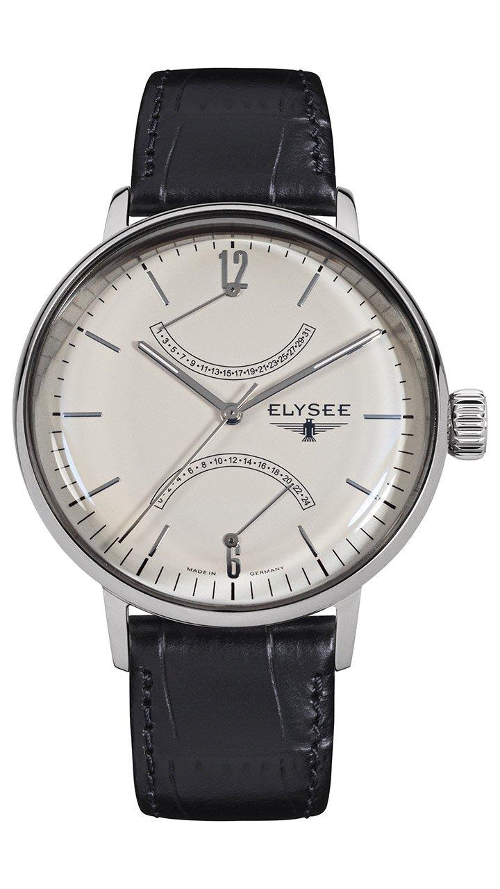 

ELYSEE German Watch SITHON 13270 Official Japanese Distributor Retrograde Genuine Leather Strap Classic Watch [Elise] Ivory/Silver/Black Men s срібний