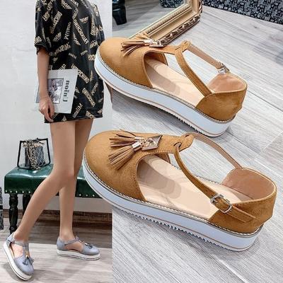 2025 Large Size Sandals 2025 Summer Fashion European and American Large Size Women's Shoes Hollow Tassel Roman Muffin Platform Sandals