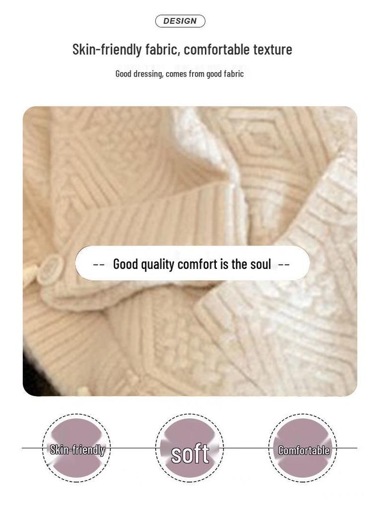 Women’s V-Neck Mid-Length Knit Cardigan - Loose Fit for Spring & Autumn