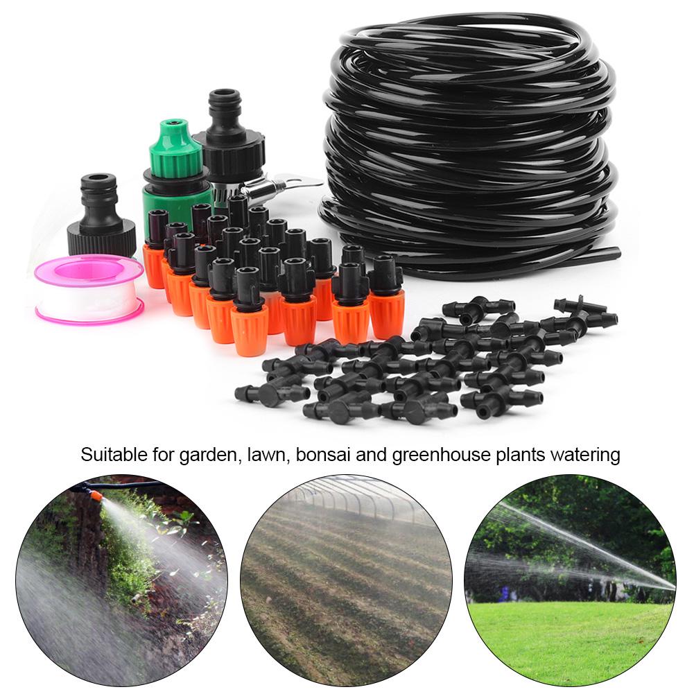 Micro Water Irrigation System Garden Greenhouse Plants Automatic Watering 15M Hose Set Kit