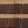 Exquisite Stainless Steel Tassel Chain Hoop Earrings for Women Simple Green Zircon Ear Piercing Earrings Fashion Jewelry Aretes