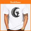 Stylisches Digging The Moon T-Shirt Herren Individuell Bedruckt Lustig Baumwolle Kurzarm