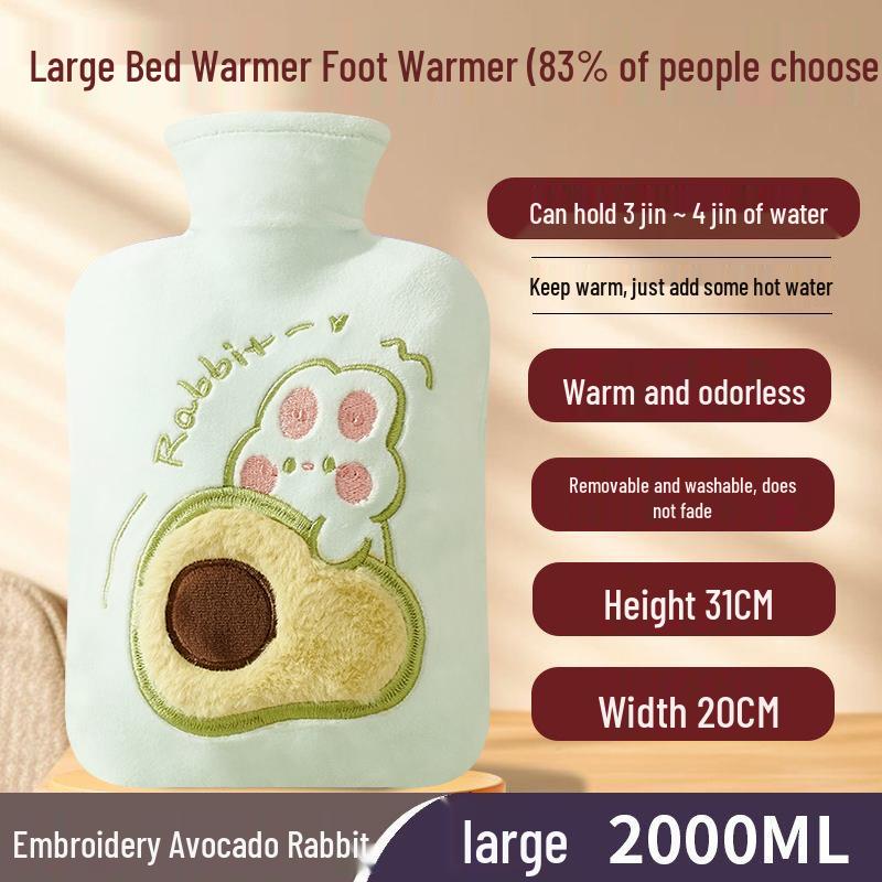 Explosion-Proof Hot Water Bottle with Cute Plush Cover - Ideal for Abdomen and Bed Warmth