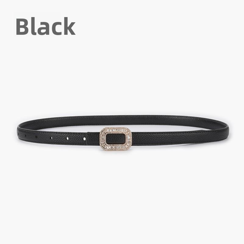 

Mei Lychee pattern first-layer cowhide women s genuine leather women s belt inlaid with rhinestones casual pants jeans thin style reversible 105cm чёрный