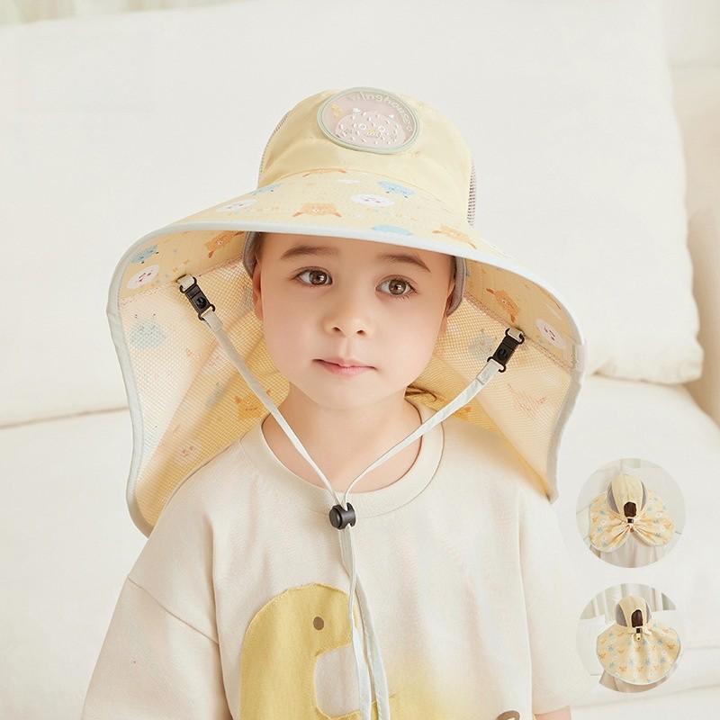

Cartoon Kids Sun Hat With Wide Brim For Summer Outdoor Protection And Breathability жовтий