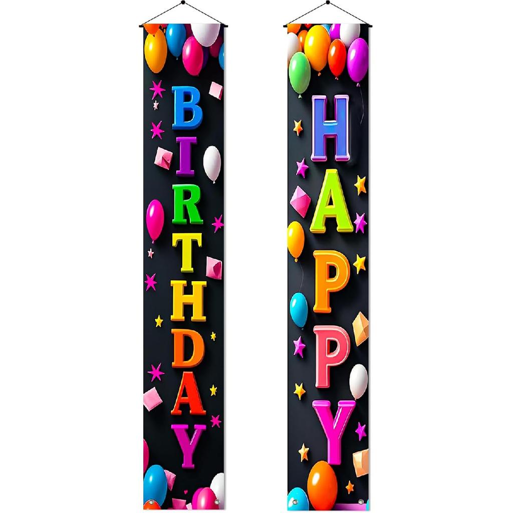 Happy Birthday Door Banner Decorations Porch Banners for Men Women Birthday Porch Sign Party Supplies Decoration for Outdoor Indoor Birthday Decor
