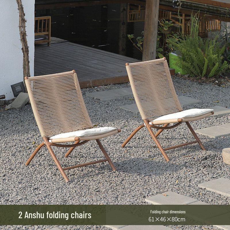 Compact Rattan Folding Lounge Chair for Balcony & Outdoor Use