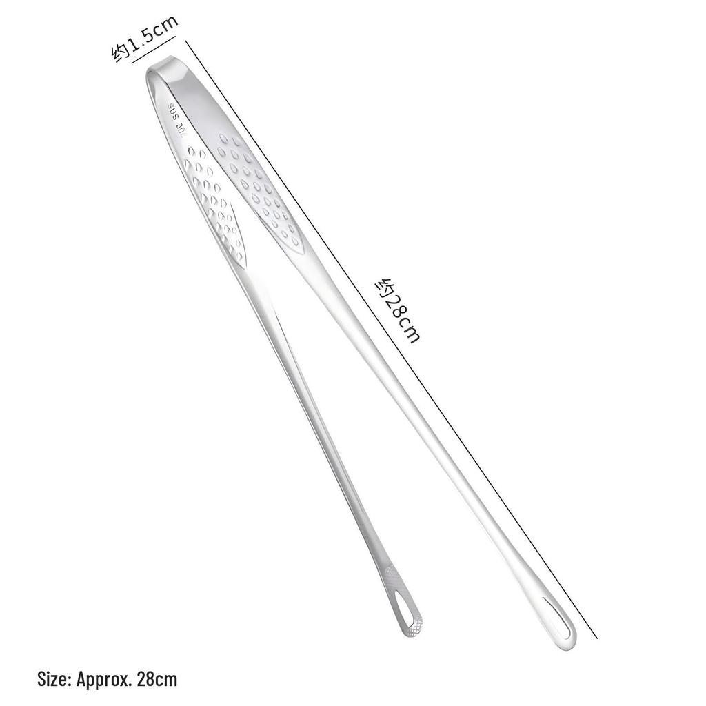 304 Stainless Steel Korean BBQ and Kitchen Tongs for Steak, Buffet, and Strawberry Preparation