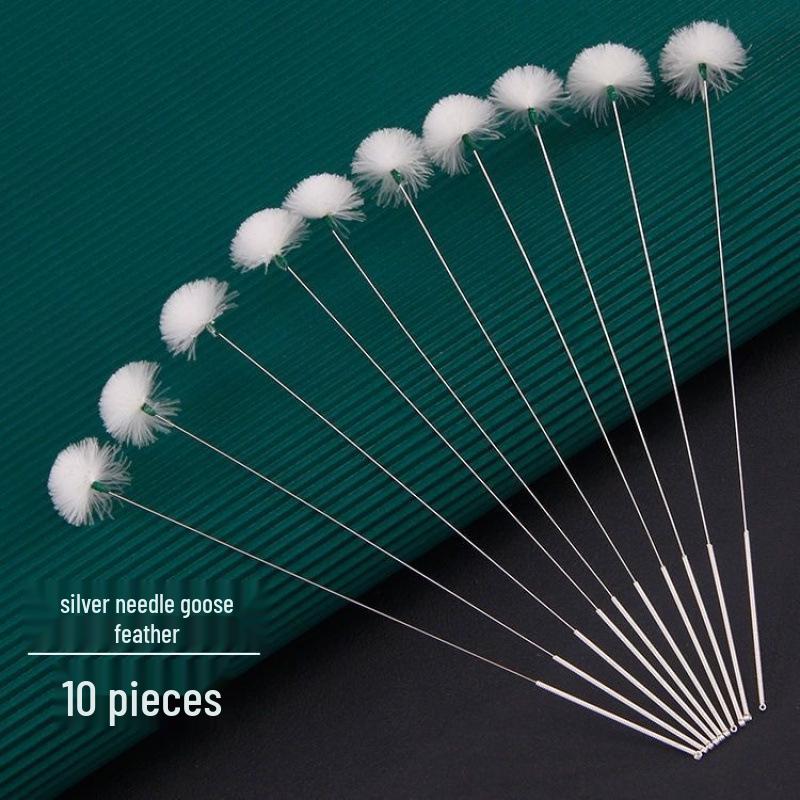 Professional Ear Cleaning Set: Silver Needle, Goose Feather, Chicken Feather, Horse Tail Ear Picks