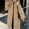 BITCED Women's Long Winter Coat - Knee-Length, Loose-Fit Down Jacket, Thickened Cotton-Padded Coat
