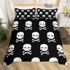 Floral Comforter Cover No Filling Black Skeleton Bedding Set Antique Victorian Baroque Skull Duvet Cover Gothic Vintage