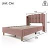 Upholstered Bed Single Bed with USB Type C Charging Function, Bed Frame with Slatted Frame, in Pink, 90 x 200 cm Youth Bed - Velvet (With Mattress)