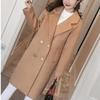 Korean Style Loose Fit Woolen Coat with Cotton Padding - Mid-Length & Slimming Design