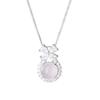 New Ice-clear White Chalcedony Pendant Necklace, Female Bow, Fashionable and Exquisite, Small Fragrant Collarbone Chain, Flower Neck Chain.