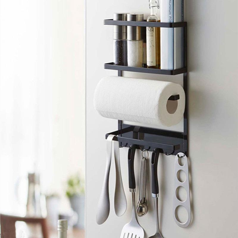 Creative Magnetic Adsorption Refrigerator Storage Holder Kitchen Paper Towel Shelf Rack Refrigerator Side Wall Hanger Organizer